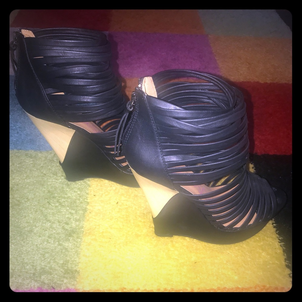 Black Strappy Wedges